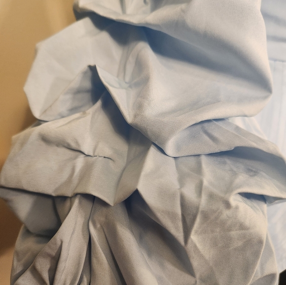 Beulah Style off shoulder bustier puff sleeve blue peplum top Size Small - Picture 7 of 16